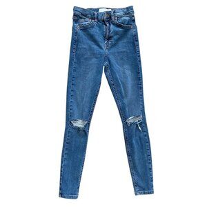 Topshop Moto Jamie Jeans Womens Size‎ 25 Skinny Med Wash Blue Distressed